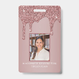 Chic Rose Gold Drilling Sparkle Glitzer Monogram Ausweis