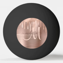 Chic Rose Gold Dripping Brushed Metal Blush Script