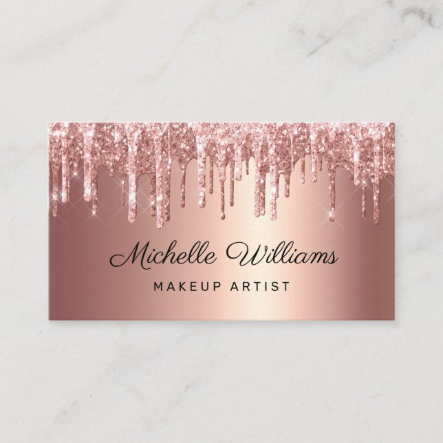 Chic Rose Gold Dripping Glitzer Beruflich Visitenkarte (Vorderseite)