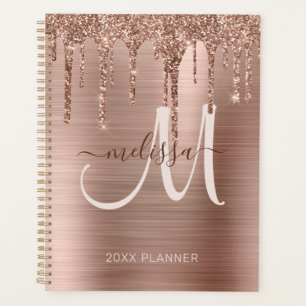 Chic Rose Gold Dripping Glitzer Brushed Metal 2022 Planer