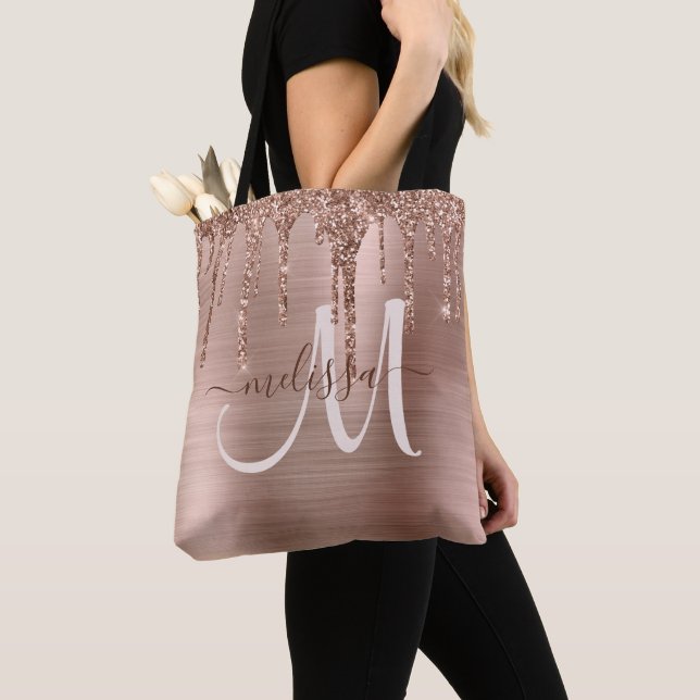 Chic Rose Gold Dripping Glitzer Brushed Metal Glam Tasche (Von Nahem)