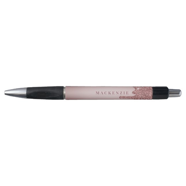 Chic Rose Gold Dripping Glitzer Luxus Kugelschreiber (Vorderseite)