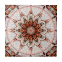 Chic Rose Gold Feather Geometric Floral Tile