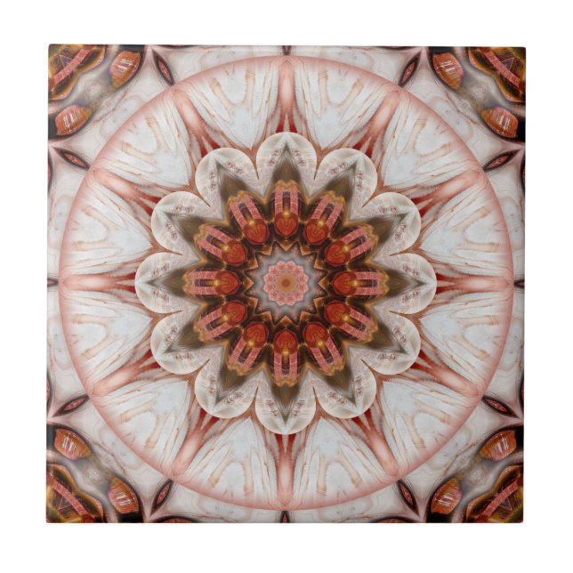 Chic Rose Gold Feather Geometric Floral Tile Fliese (Vorderseite)