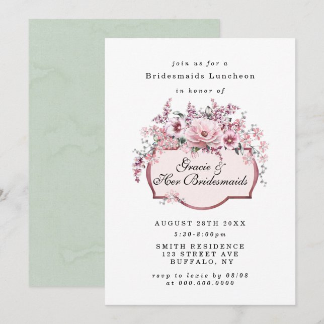 Chic Rose Gold Floral Bridesmaids (Vorne/Hinten)