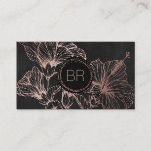 Chic Rose Gold Floral   Monogramm-Visitenkarte Visitenkarte