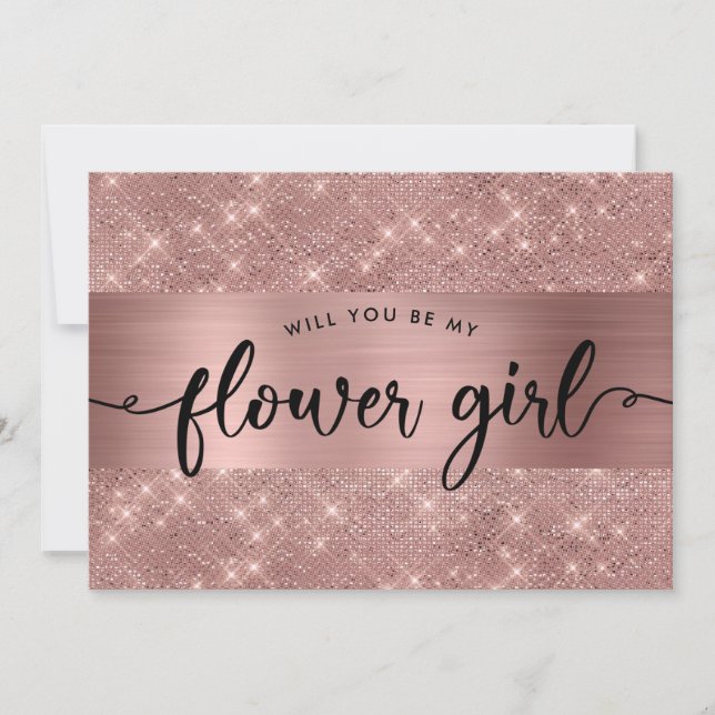 Chic Rose Gold Flower Girl Vorschlag Einladung (Vorderseite)
