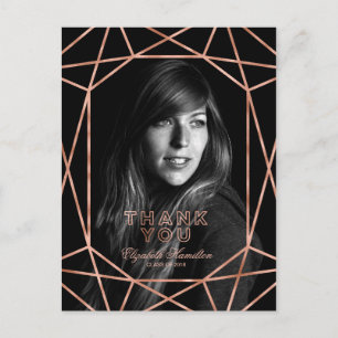 Chic Rose Gold Foil Abschluss Danke Foto Postkarte
