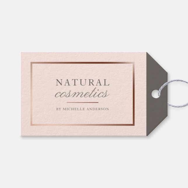 Chic Rose Gold Foil & Blush Pink Naturkosmetik Geschenkanhänger (Vorderseite (Horizontal))