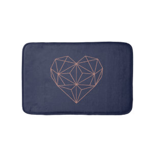 Chic Rose Gold Foil Geometric Heart on Navy Blue Badematte