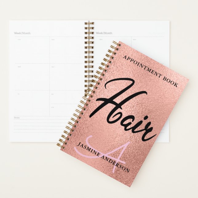 Chic Rose Gold Foil Haare Termin Buch Planer (Anzeige)