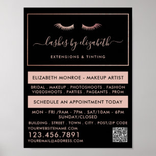 Chic Rose Gold Foil Lashes Schönheit Makeup Artist Poster