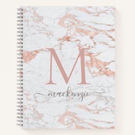Chic Rose Gold Foil Marmor Monogramm Notizbuch