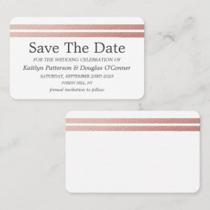 Chic Rose Gold Foil Streifen Save the Date Karte
