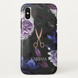 Chic Rose Gold Friseurschere auf Dunkelblume Case-Mate iPhone Hülle