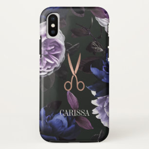 Chic Rose Gold Friseurschere auf Dunkelblume Case-Mate iPhone Hülle