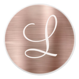 Chic Rose Gold gebürstetes Metallrosa Monogramm Keramikknauf
