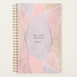 Chic Rose Gold Geometric Modern Modern Pink Silver Planer
