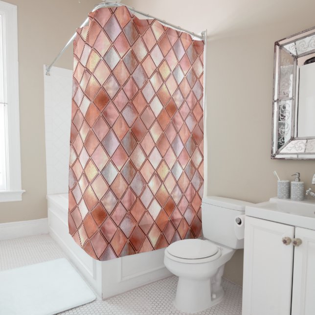 Chic Rose Gold Glam Tiles Duschvorhang (Beispiel)