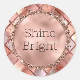 Chic Rose Gold Glam Tiles Runder Aufkleber
