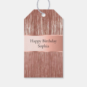 Chic Rose Gold Glam Tinsel Streifen Geschenkanhänger