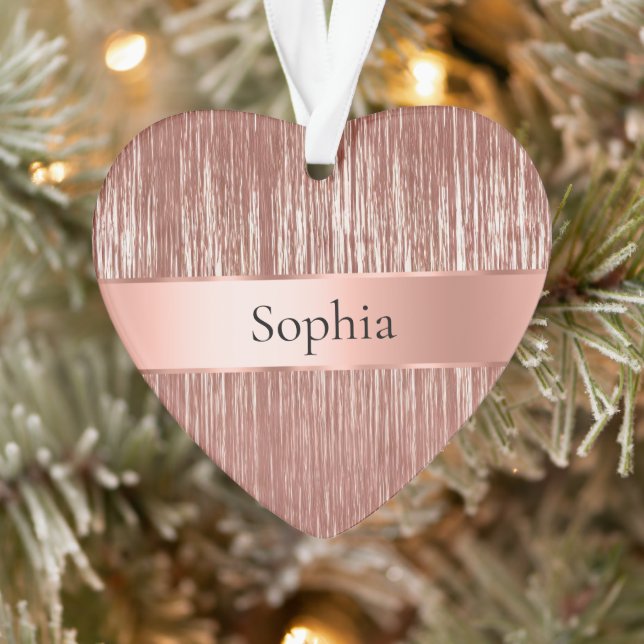 Chic Rose Gold Glam Tinsel Stripes Noël (Arbre)