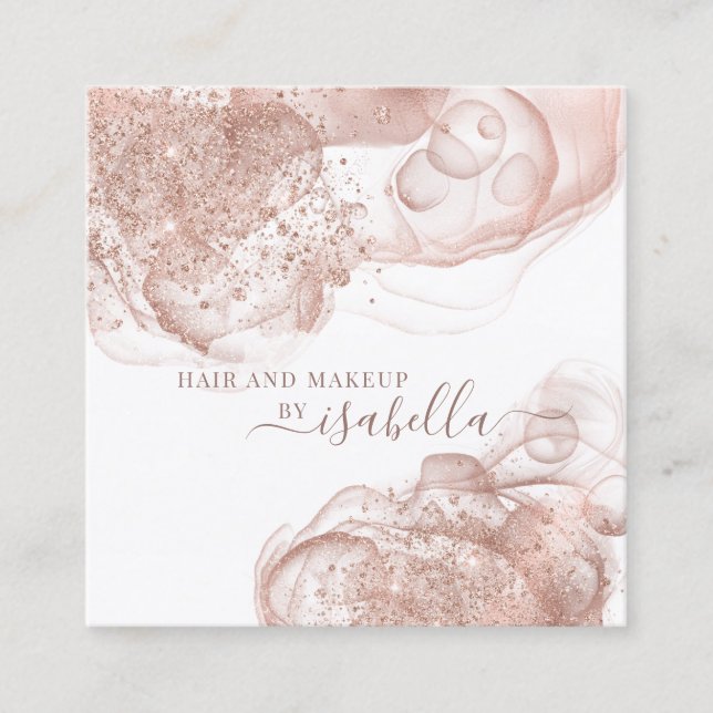 Chic Rose Gold Glitzer Abstrakt Makeup Artist Quadratische Visitenkarte (Vorderseite)