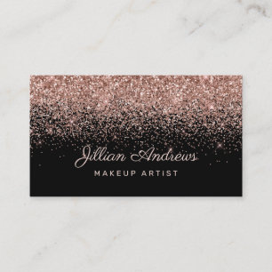 Chic Rose Gold Glitzer auf Schwarz Beruflich Visitenkarte