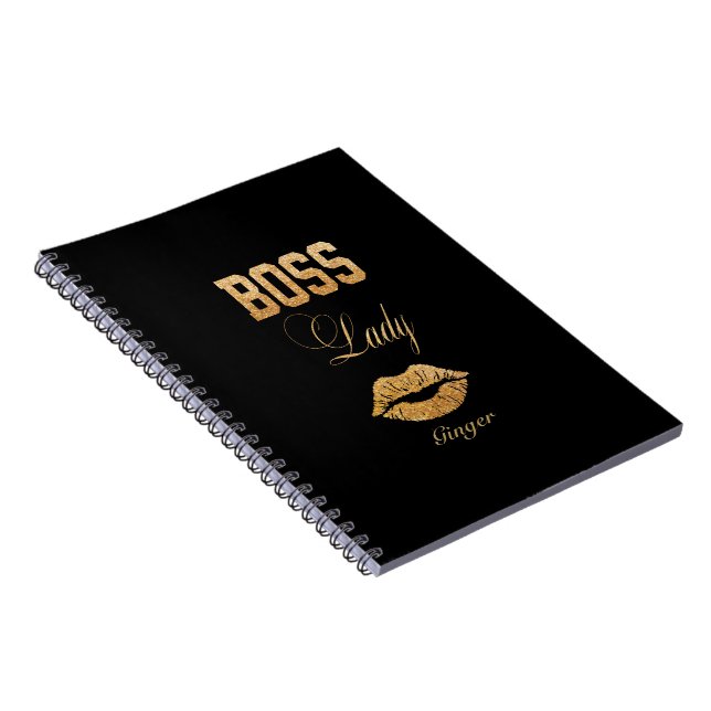 Chic Rose Gold Glitzer BOSS Lady Typografie Notizblock (Rechte Seite)