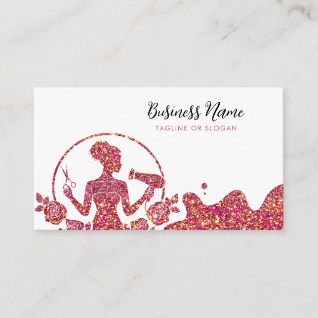 Chic Rose Gold Glitzer Floral Terminkarte (Vorderseite)
