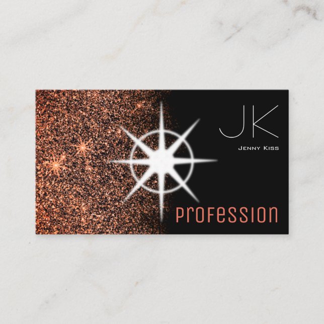 Chic Rose Gold Glitzer Fotovorlage Galaxy Stars Visitenkarte (Vorderseite)