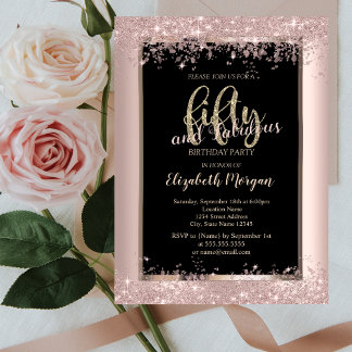 Chic Rose Gold Glitzer Glitzern zum 50. Geburtstag Einladung