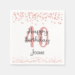 Chic Rose Gold Glitzer GLÜCKLICH 40. GEBURTSTAG Na Serviette
