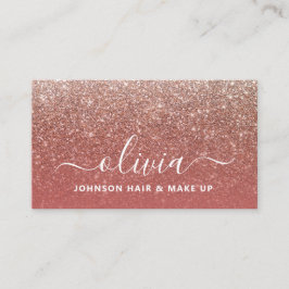 Chic Rose Gold Glitzer Makeup Artist Hair Stylist Visitenkarte
