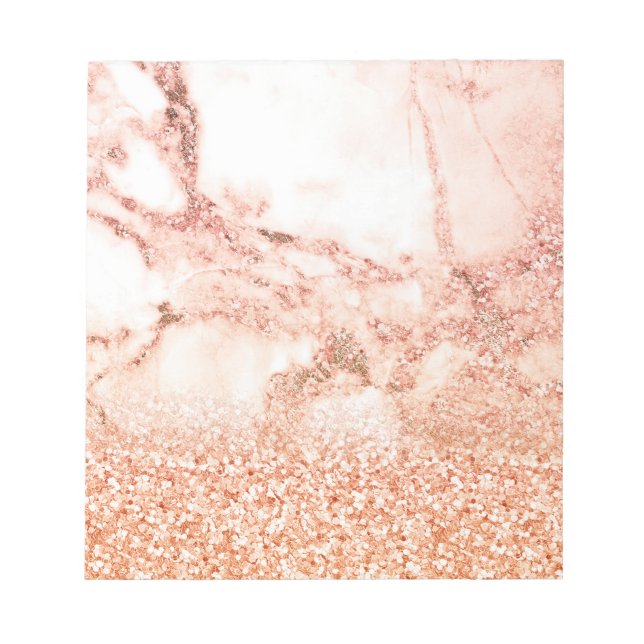 Chic Rose Gold Glitzer ombre Rosa Glitzer Marmor Notizblock (Vorderseite)