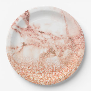 Chic Rose Gold Glitzer ombre Rosa Glitzer Marmor Pappteller
