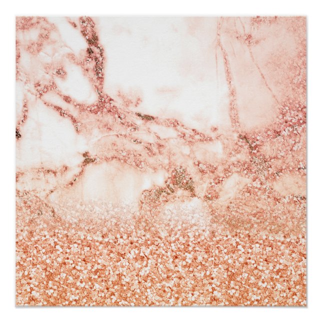 Chic Rose Gold Glitzer ombre Rosa Glitzer Marmor Poster (Vorderseite)
