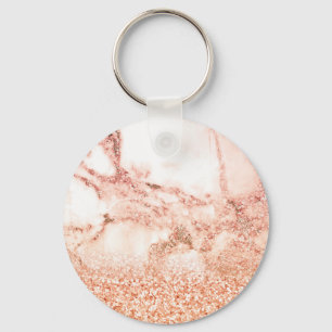 Chic Rose Gold Glitzer ombre Rosa Glitzer Marmor Schlüsselanhänger