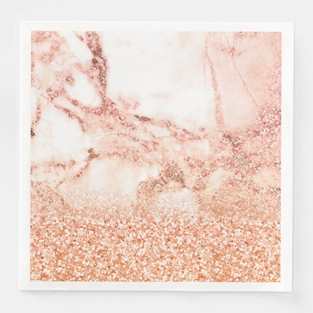 Chic Rose Gold Glitzer ombre Rosa Glitzer Marmor Serviette (Vorderseite)