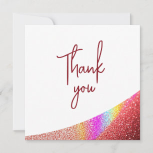 Chic Rose Gold Glitzer Regenbogen Sweet 16 Geburts Dankeskarte