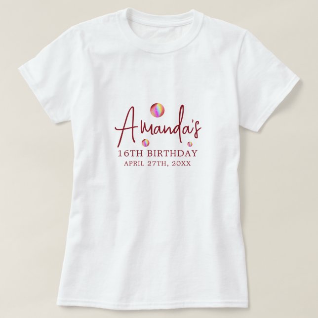 Chic Rose Gold Glitzer Regenbogen Sweet 16 Geburts T-Shirt (Design vorne)