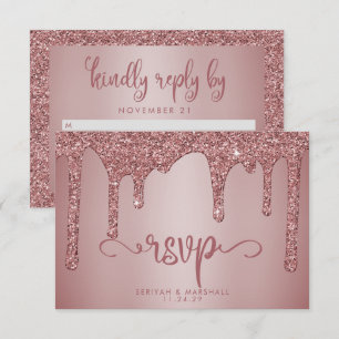 Chic Rose Gold Glitzer Sparkle Wedding RSVP