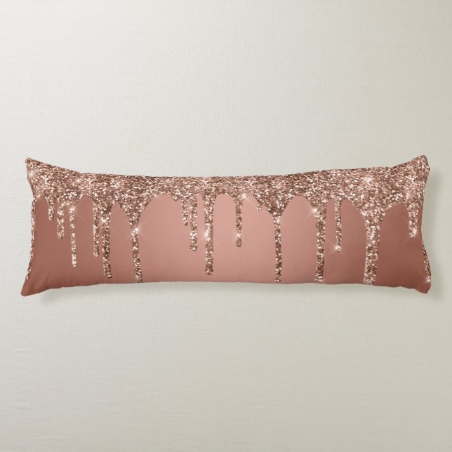 Chic Rose Gold Glitzer Sparkone Tropfen Seitenschläferkissen (Vorderseite)