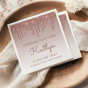 Chic Rose Gold Glitzer Tropfen Abschluss Serviette