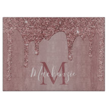 Chic Rose Gold Glitzer Tropfen Monogram