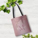 Chic Rose Gold Glitzer Tropfen Monogram Tasche<br><div class="desc">Chic Rose Gold Glitzer Tropfen Monogram Tote Bag mit Mode Imitate rot Rosa/Rose Gold Glitzer Tropfen auf einem schicken Hintergrund mit Ihrem individuellen Monogramm und Namen. Designed by Cedar and String. Um weiter zu personalisieren, klicken Sie bitte auf den Link "Weiter anpassen" und verwenden Sie das Design-Tool, um das Design...</div>