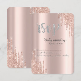 Chic Rose Gold Glitzer Tropfen Silver UAWG Einladung