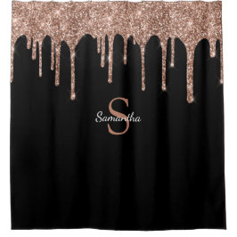 Chic Rose Gold Glitzer Tropfen Sparkle Monogram Na Duschvorhang