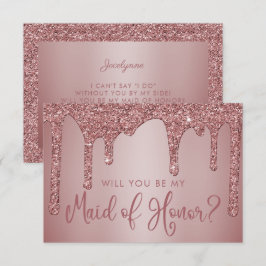 Chic Rose Gold Glitzer Tropfen Trauzeugin Einladung