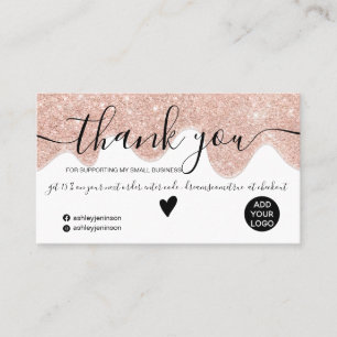 Chic Rose Gold Glitzer Tropfen White Order Vielen  Visitenkarte